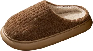 Womens Slippers Plush Lined Striped Slip On Slipper Non Slip Casual Bedroom Slippers for Men Cozy Cotton Slippers