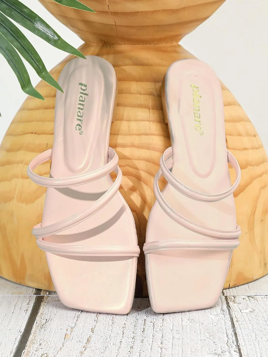 Women's Strappy Sandals – Open-Toe Square-Toe Slides – Fashionable Low-Heel Party Shoes