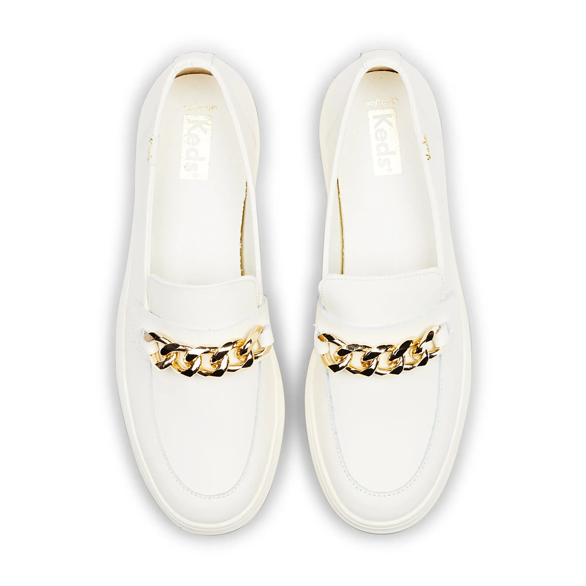 Women's Triple Decker Loafer Lug Chain Applique Ivory/Gold