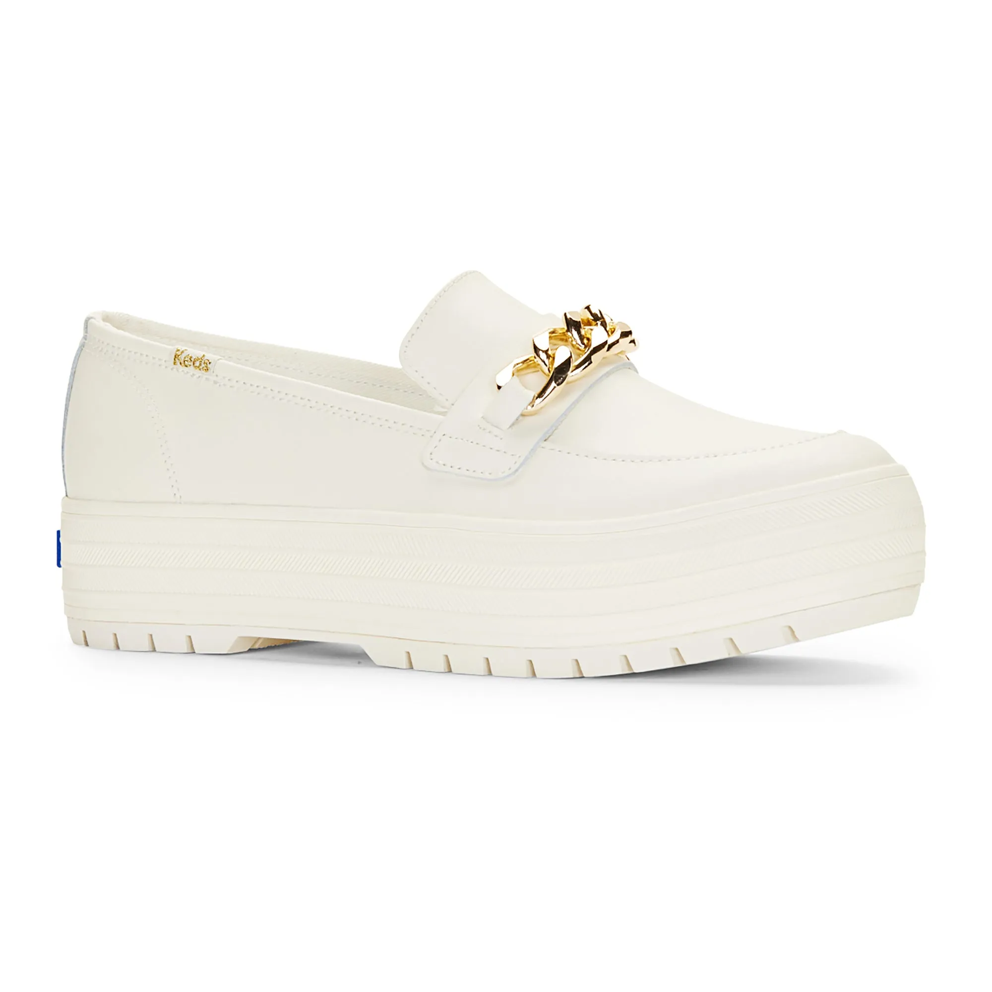 Women's Triple Decker Loafer Lug Chain Applique Ivory/Gold