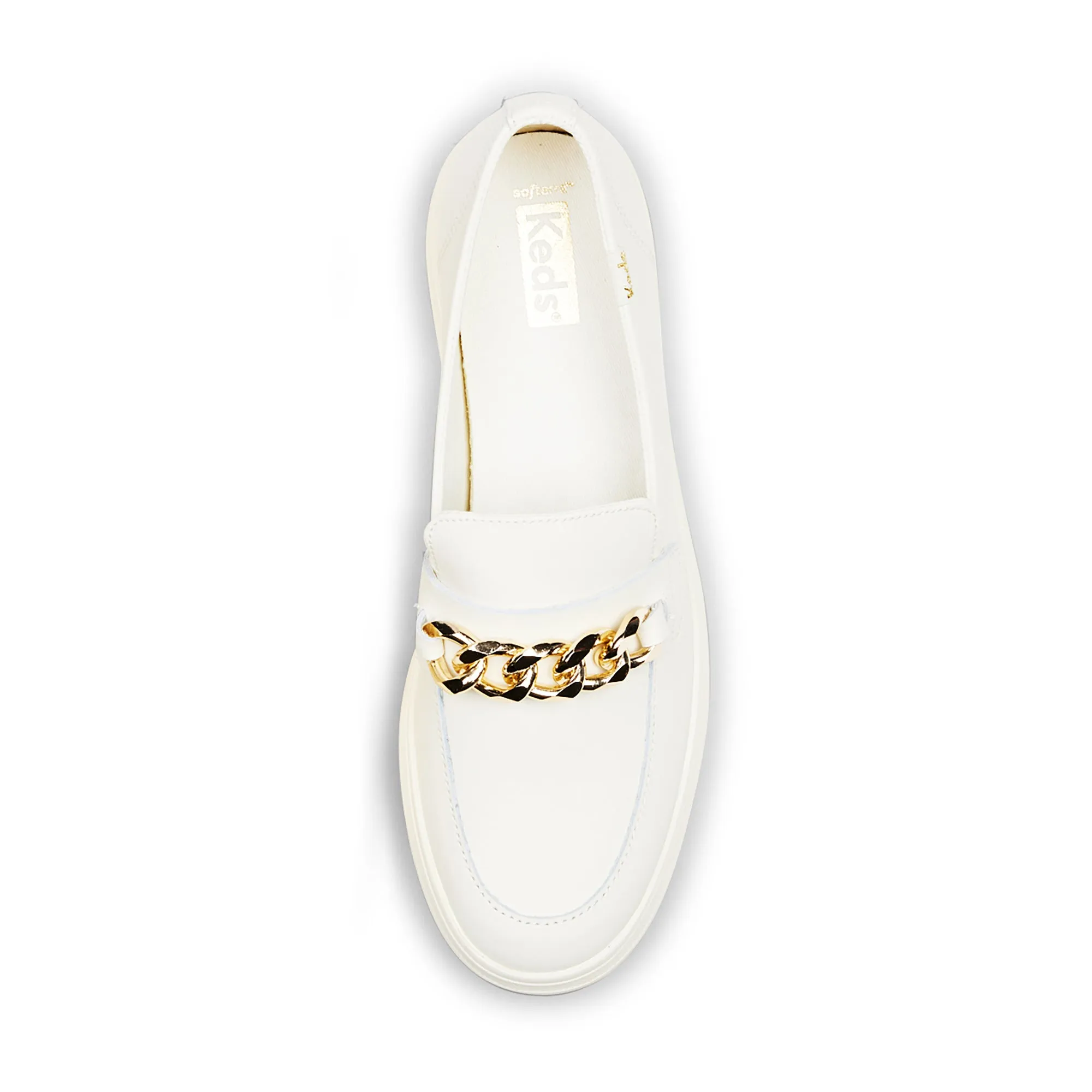 Women's Triple Decker Loafer Lug Chain Applique Ivory/Gold