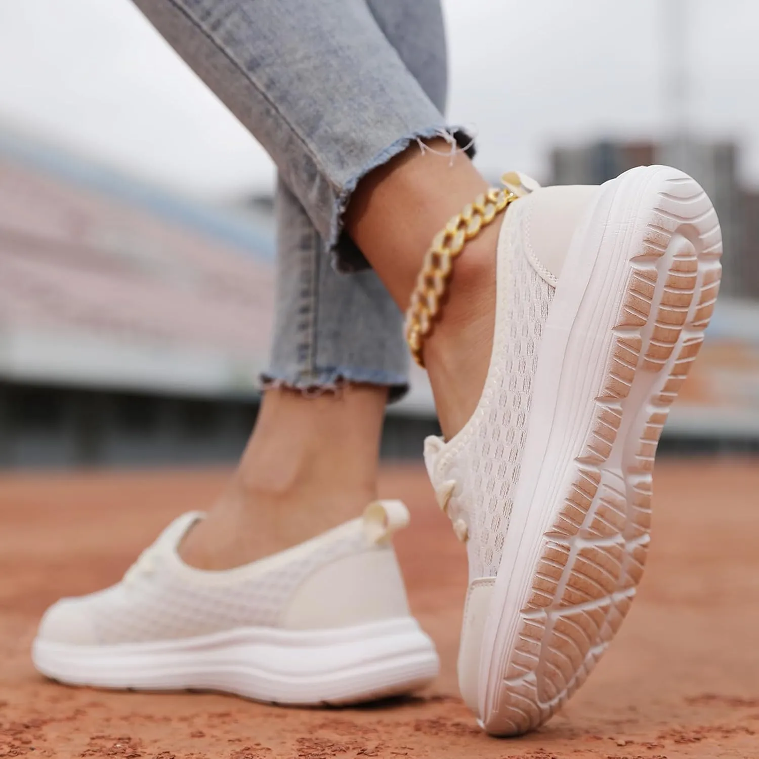 Women's Walking Shoes Soft Sole Mesh Shoe Comfortable Orthopedic Slip-on Breathable Flats Casual Nursing Orthotic Lightweight Shoes Walking Sneaker with Arch Support
