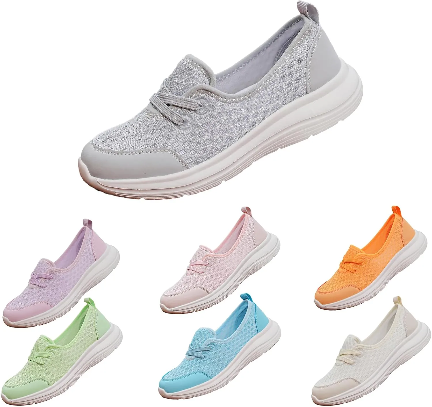 Women's Walking Shoes Soft Sole Mesh Shoe Comfortable Orthopedic Slip-on Breathable Flats Casual Nursing Orthotic Lightweight Shoes Walking Sneaker with Arch Support
