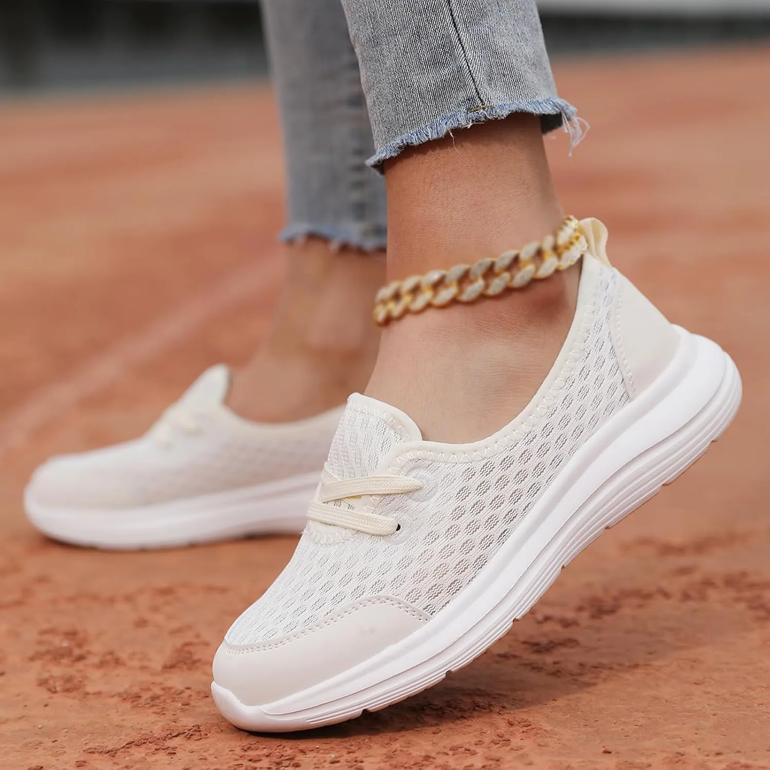 Women's Walking Shoes Soft Sole Mesh Shoe Comfortable Orthopedic Slip-on Breathable Flats Casual Nursing Orthotic Lightweight Shoes Walking Sneaker with Arch Support