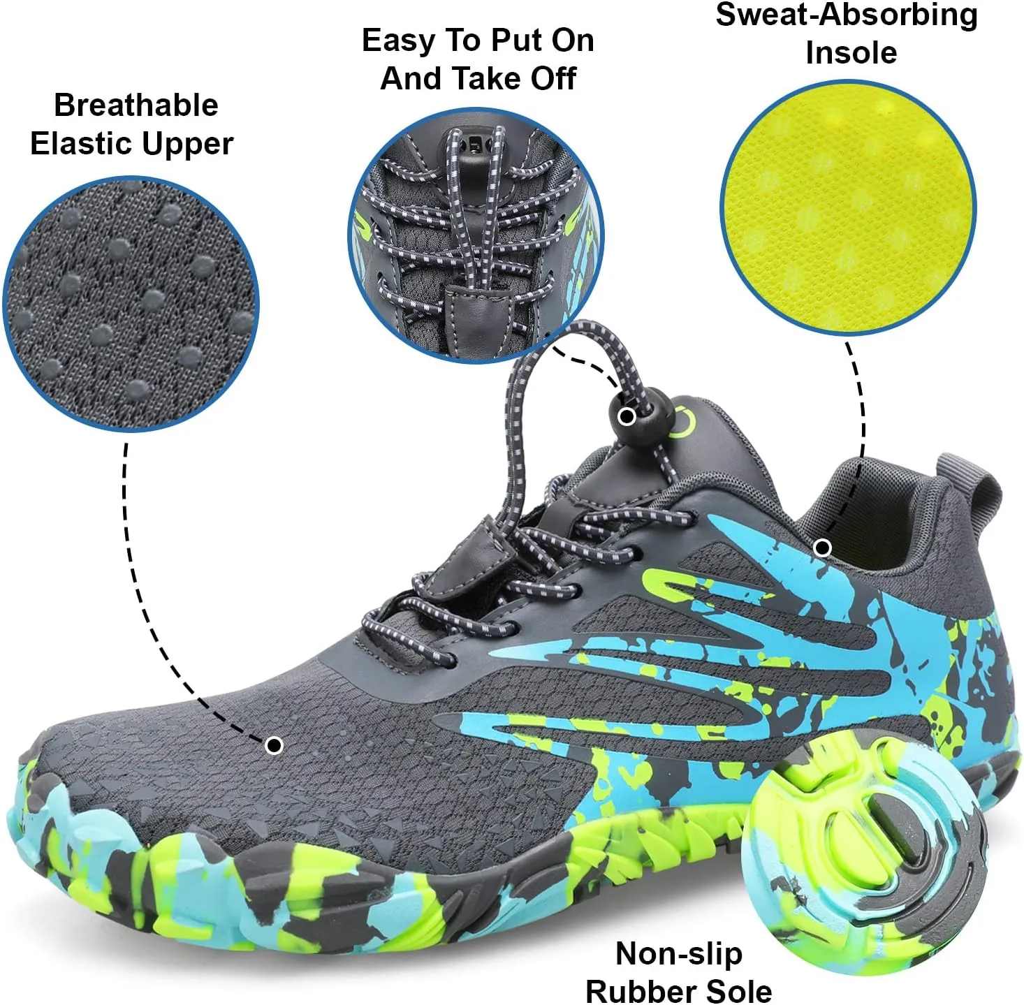 XIHALOOK Athletic Hiking Water Shoes Womens Mens Quick Dry Barefoot for Beach Walking Kayaking Surfing Training