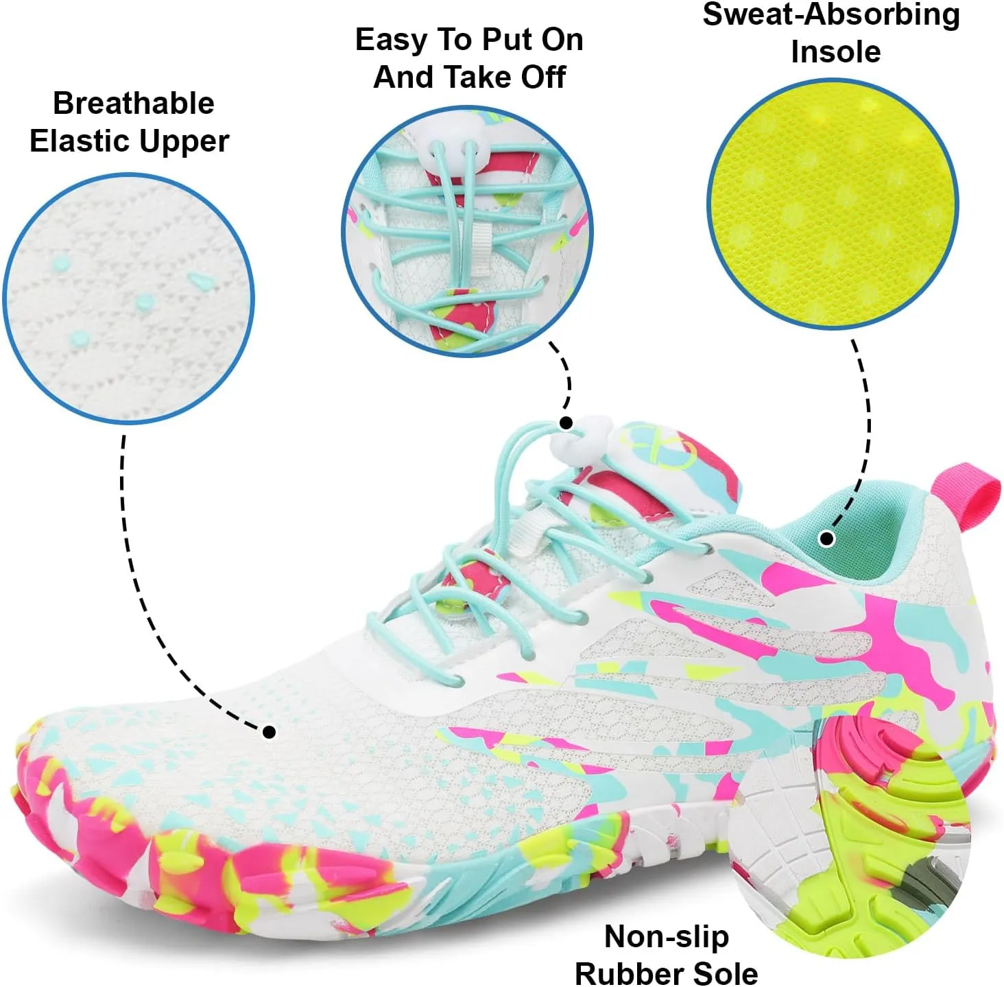 XIHALOOK Athletic Hiking Water Shoes Womens Mens Quick Dry Barefoot for Beach Walking Kayaking Surfing Training