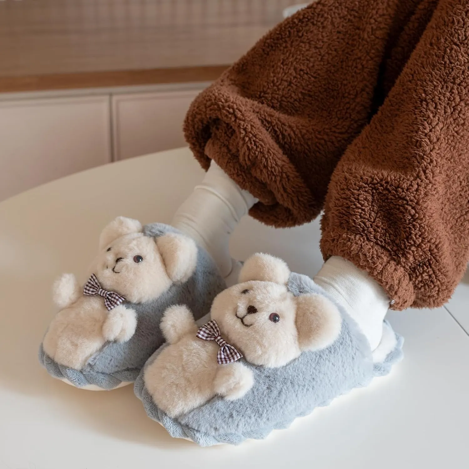 XIXITIAO Bunny Slippers for Women,Bear Slippers for Men,Cute Animal Fluffy Slippers,Cozy Kawaii Slippers,Character Slippers,Funny Couple Slippers,Teddy Bear Slippers,Pink Rabbit Slippers
