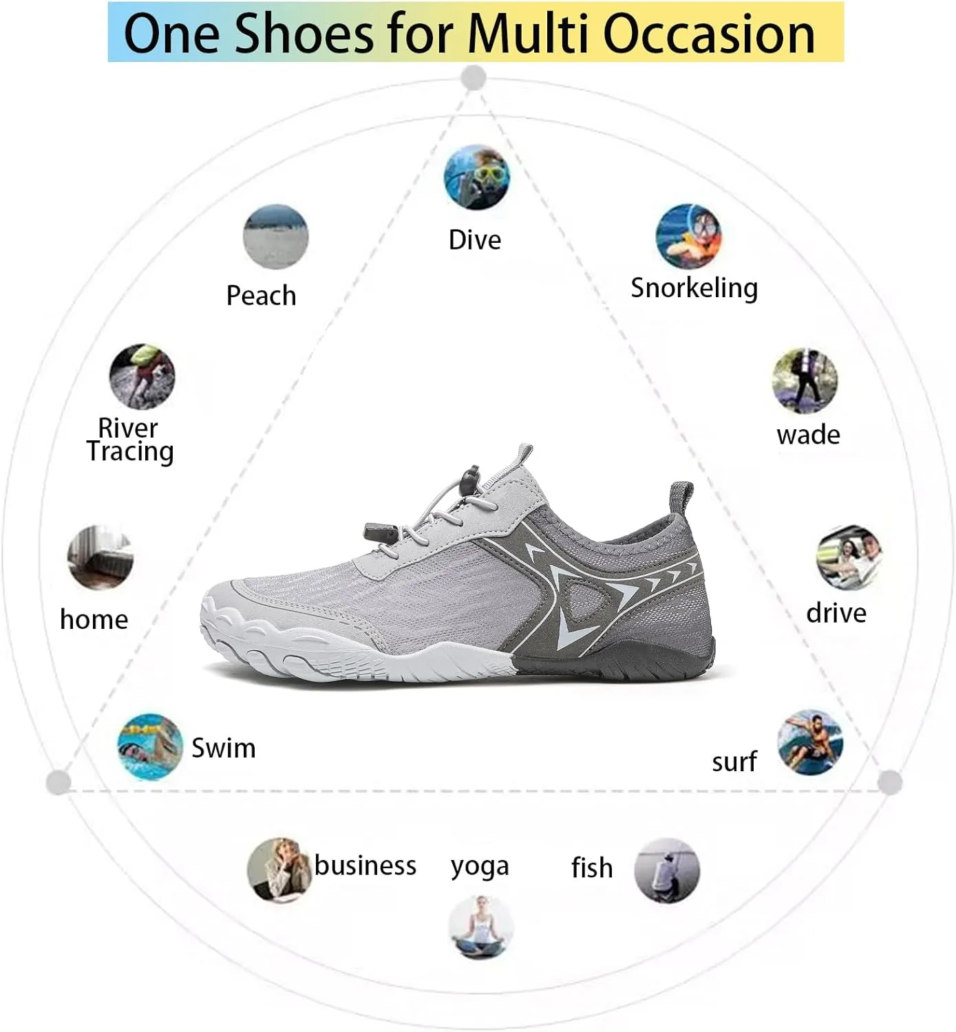 XNIRON Hike Barefoot Shoes for Womens Men,Quick Dry Water Shoes,Beach Pool Aqua Swim Surf Hiking Walking Shoes,Non-Slip Athletic Footwear Wide Toe Water Shoes