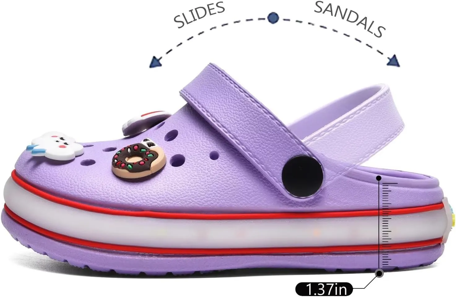 XPKWS Toddler Kids Clogs Boys Girls LED Garden Shoes Light up Sandals Slip on Quick Dry Beach Slippers