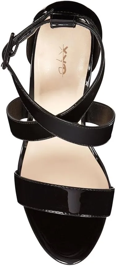 XYD Sexy Low Platform High Heel Sandals Crossover Strappy Open Toe Pumps Patent Leather Pub Party Shoes for Women