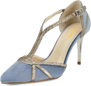 XYD Women High Heel Pumps Pointed Closed Toe Velvet D'Orsay Strappy Sandals Plated Heeled Elegant Party Evening Shoes