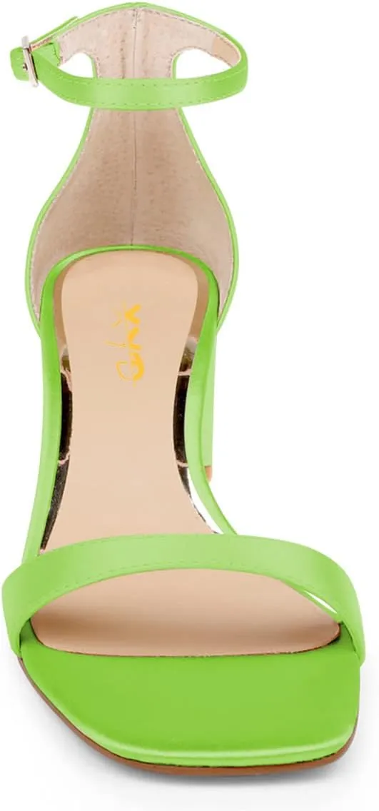 XYD Women Open Toe Strappy Mid Block Heel Sandal Pumps Slim Ankle Strap with Buckle Wedding Event Shoes