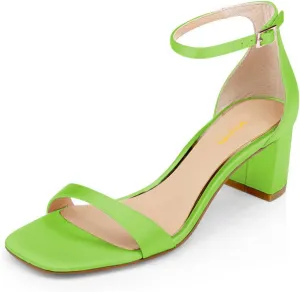 XYD Women Open Toe Strappy Mid Block Heel Sandal Pumps Slim Ankle Strap with Buckle Wedding Event Shoes
