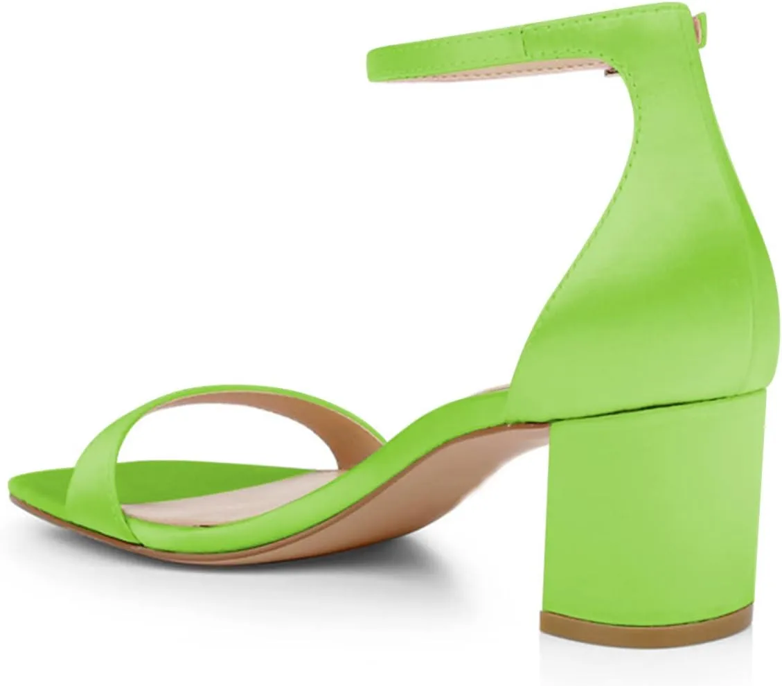 XYD Women Open Toe Strappy Mid Block Heel Sandal Pumps Slim Ankle Strap with Buckle Wedding Event Shoes