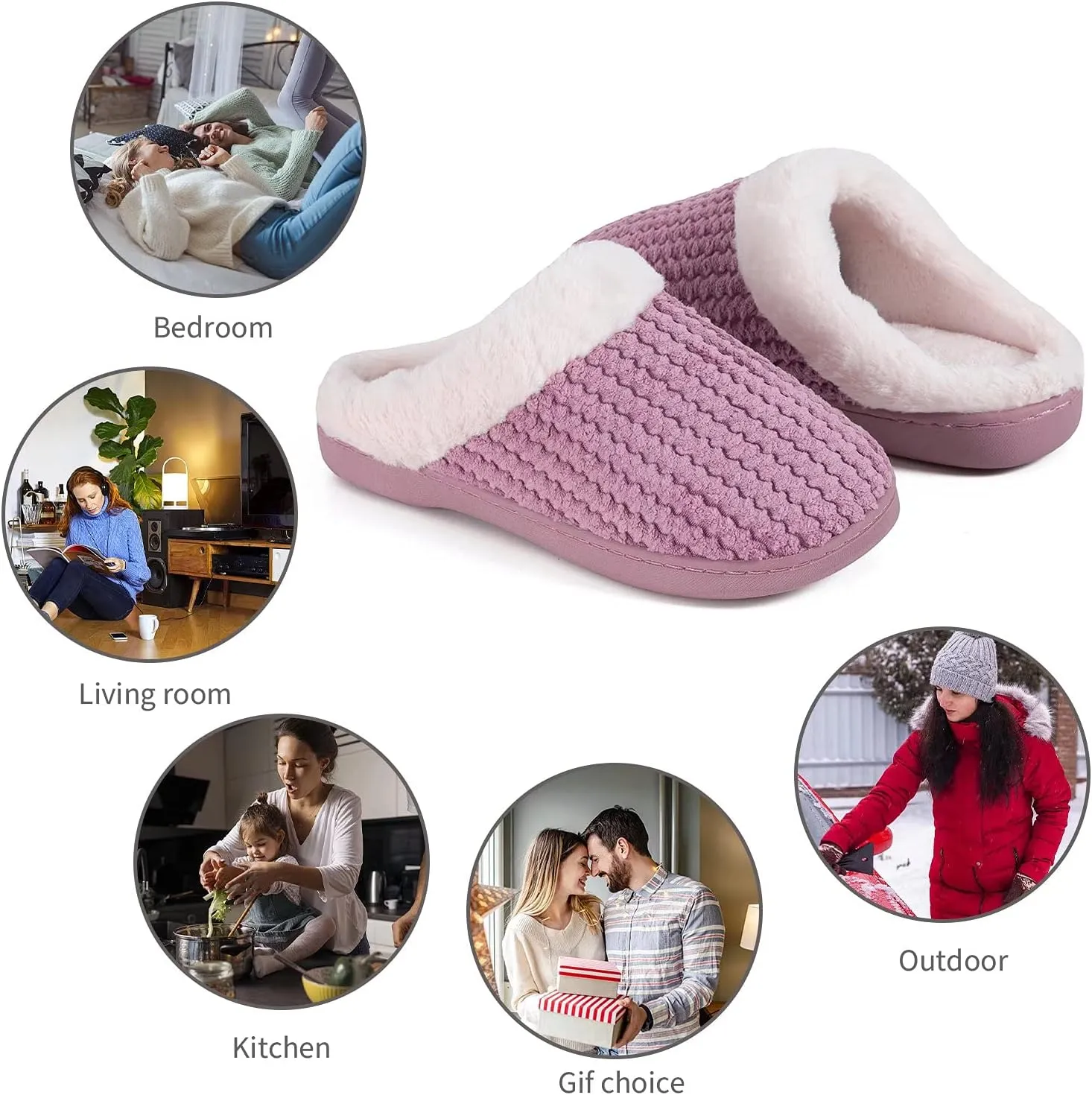 YALOX Slippers for Womens Warm Memory Foam Anti-Slip House Shoes Comfortable Cotton Slippers Home Bedroom Shoes Indoor & Outdoor
