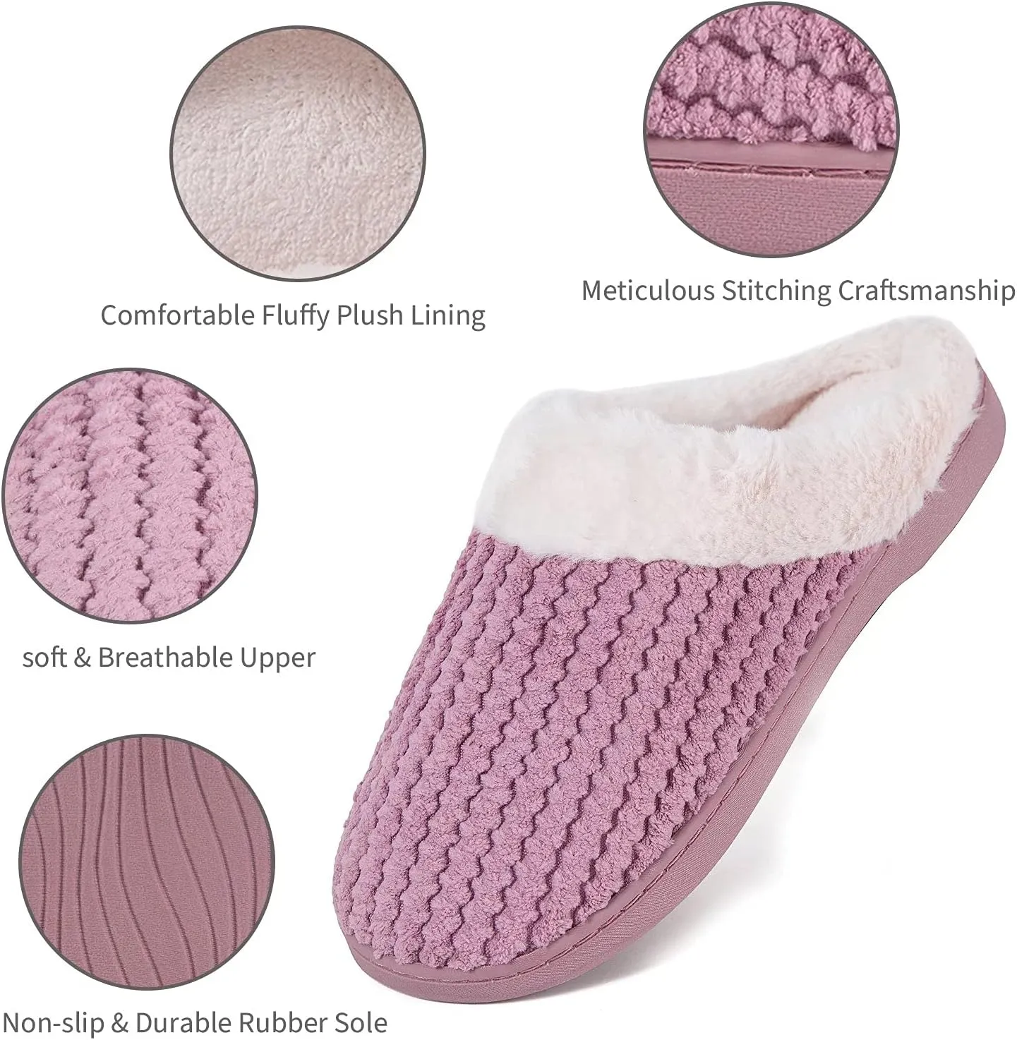 YALOX Slippers for Womens Warm Memory Foam Anti-Slip House Shoes Comfortable Cotton Slippers Home Bedroom Shoes Indoor & Outdoor