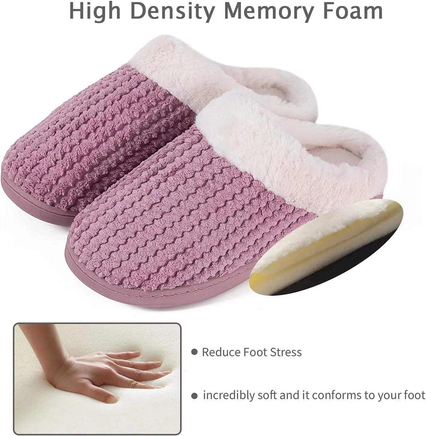YALOX Slippers for Womens Warm Memory Foam Anti-Slip House Shoes Comfortable Cotton Slippers Home Bedroom Shoes Indoor & Outdoor