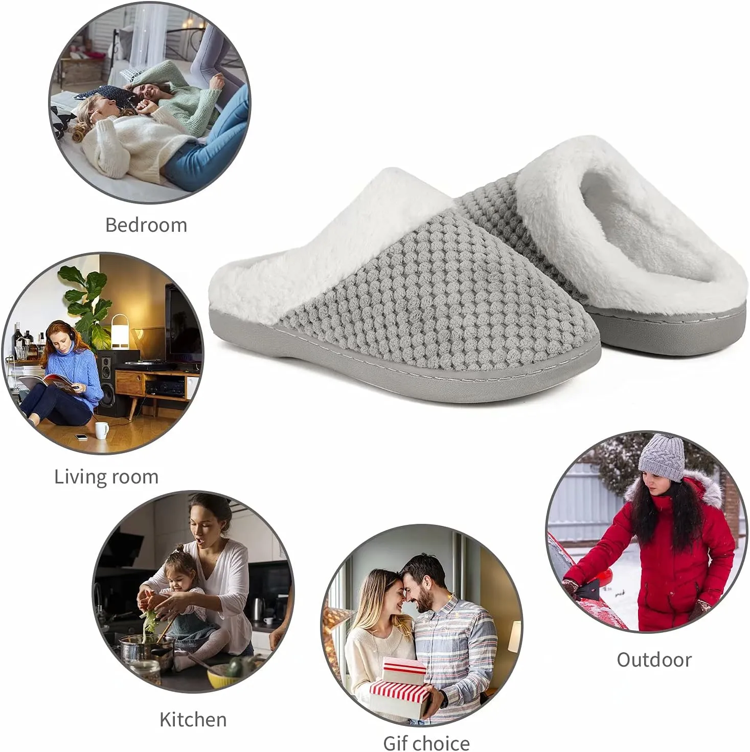 YALOX Slippers for Womens Warm Memory Foam Anti-Slip House Shoes Comfortable Cotton Slippers Home Bedroom Shoes Indoor & Outdoor