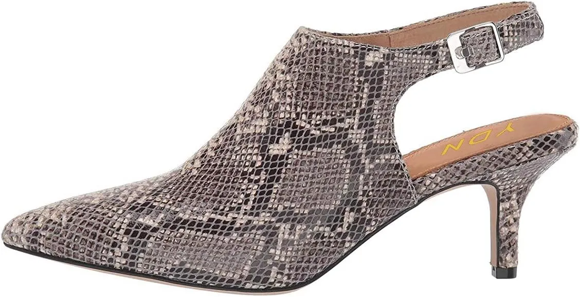 YDN Women Pointed Toe Cone High Heels Slingback Booties Ankle Strap Faux Suede Buckle Party Dress Sandal Size 4-15 US