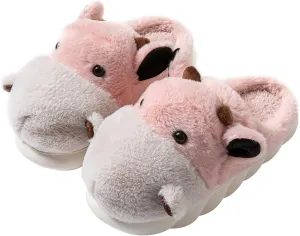 YILANLAN Animal Slippers For Women Man Cute Cow Slippers Adult Cozy Fuzzy Warm Winter House Slippers