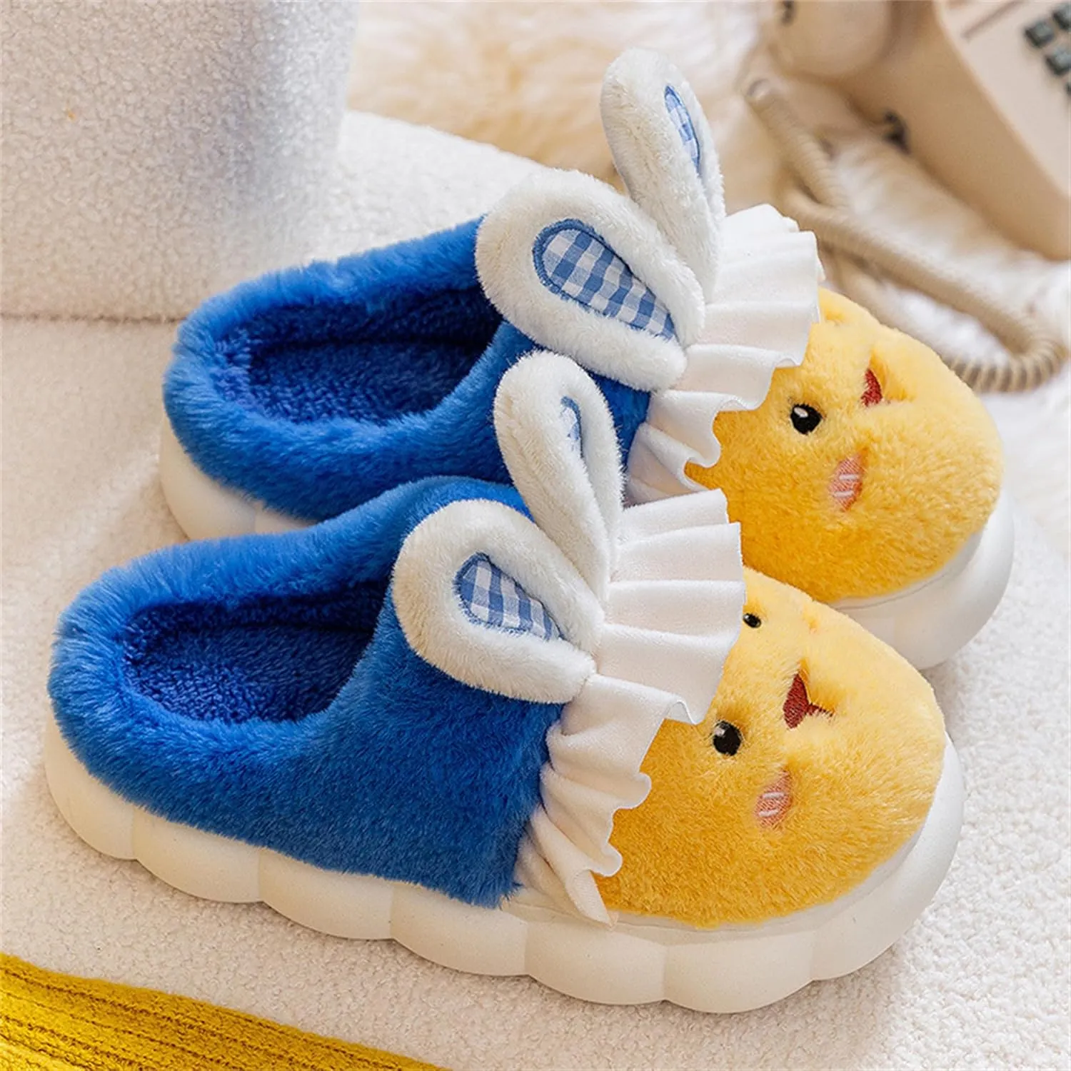 YILANLAN Bunny Slippers for Women Cute Cozy Animal Rabbit Slippers Fuzzy Warm Winter Cotton slipper Indoor House Slippers