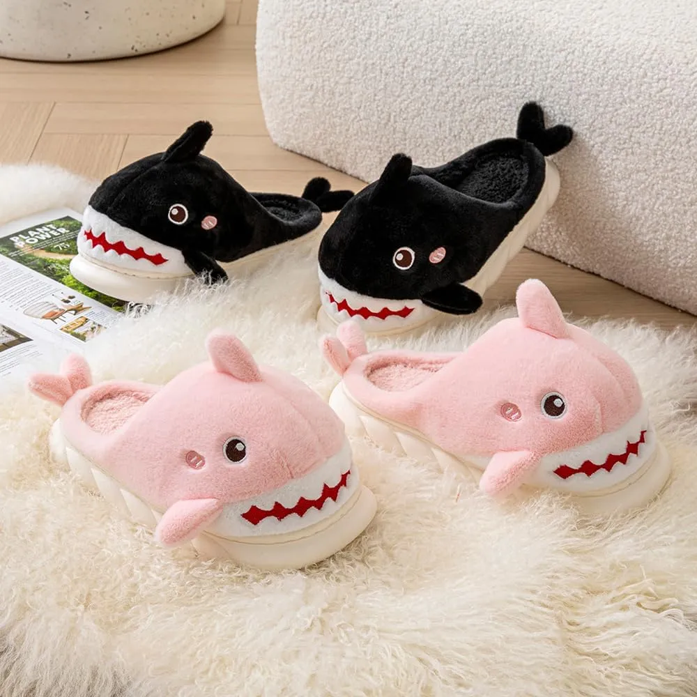 YILANLAN Women Men Slippes Cute Animal Shark Slippers Adult Cozy Plush Warm Winter House Slippers