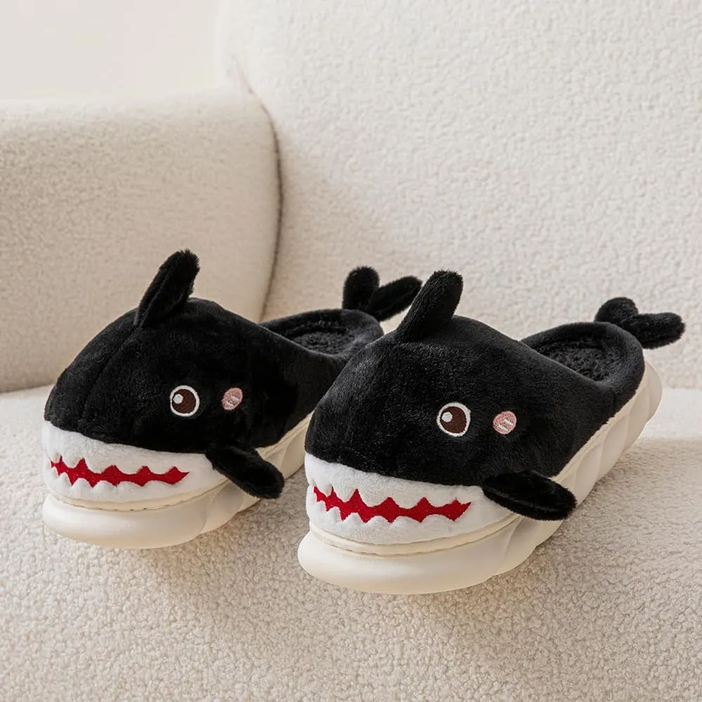 YILANLAN Women Men Slippes Cute Animal Shark Slippers Adult Cozy Plush Warm Winter House Slippers