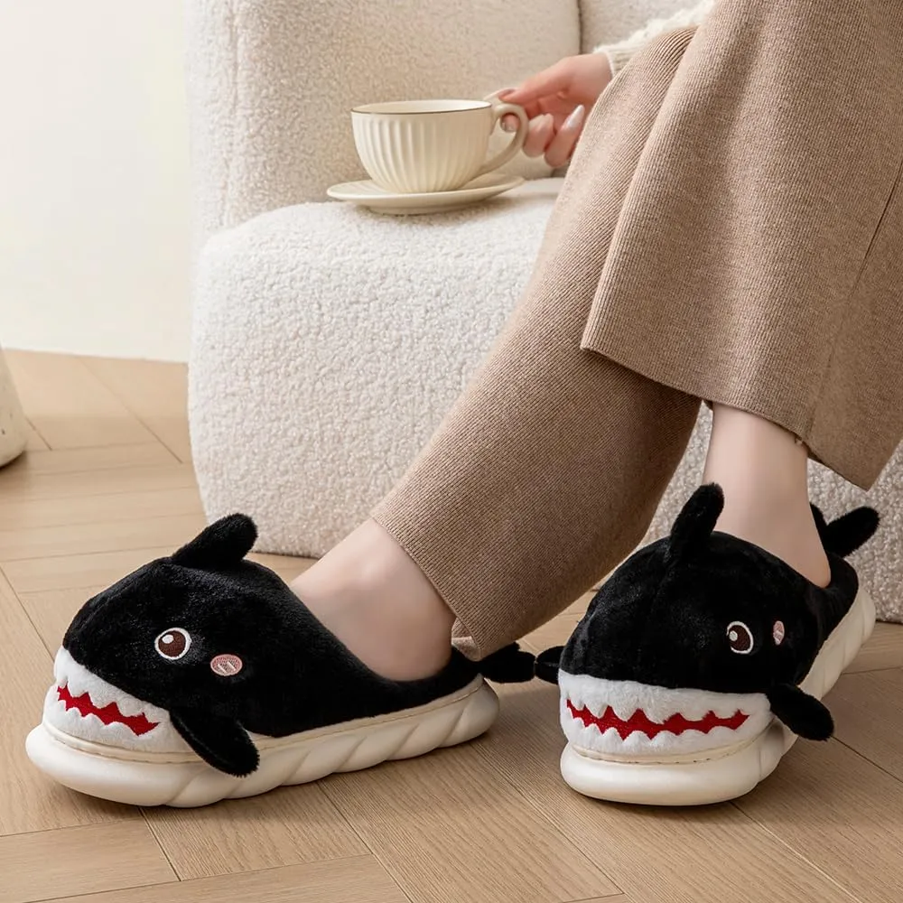 YILANLAN Women Men Slippes Cute Animal Shark Slippers Adult Cozy Plush Warm Winter House Slippers