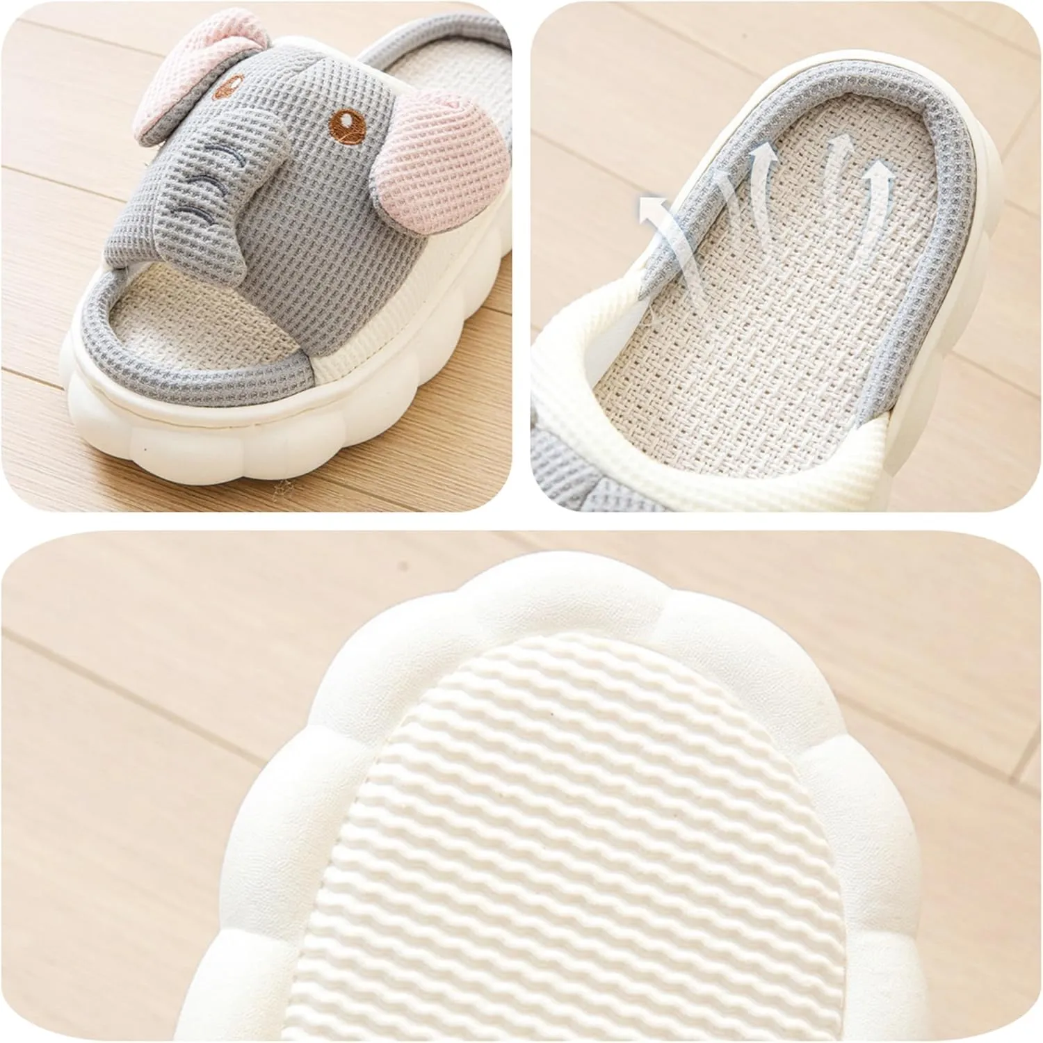 YILANLAN Women slippers Animal slippers Cartoon pig slippers Linen slippers at home Cute and comfortable plush slippers cow shoes