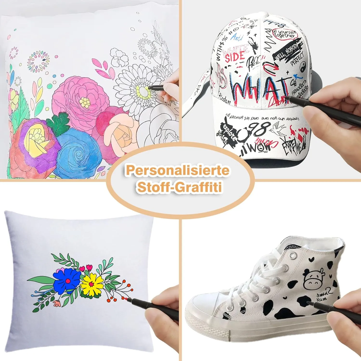 Yomixmax Waterproof Textile Marker & Colouring Pen 8 Colors DM-350