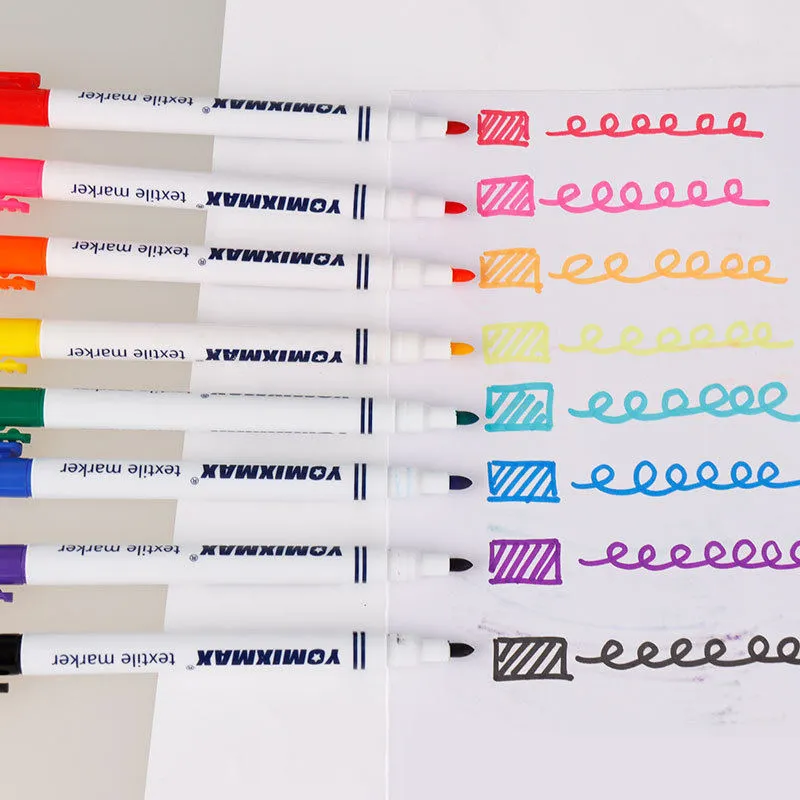 Yomixmax Waterproof Textile Marker & Colouring Pen 8 Colors DM-350