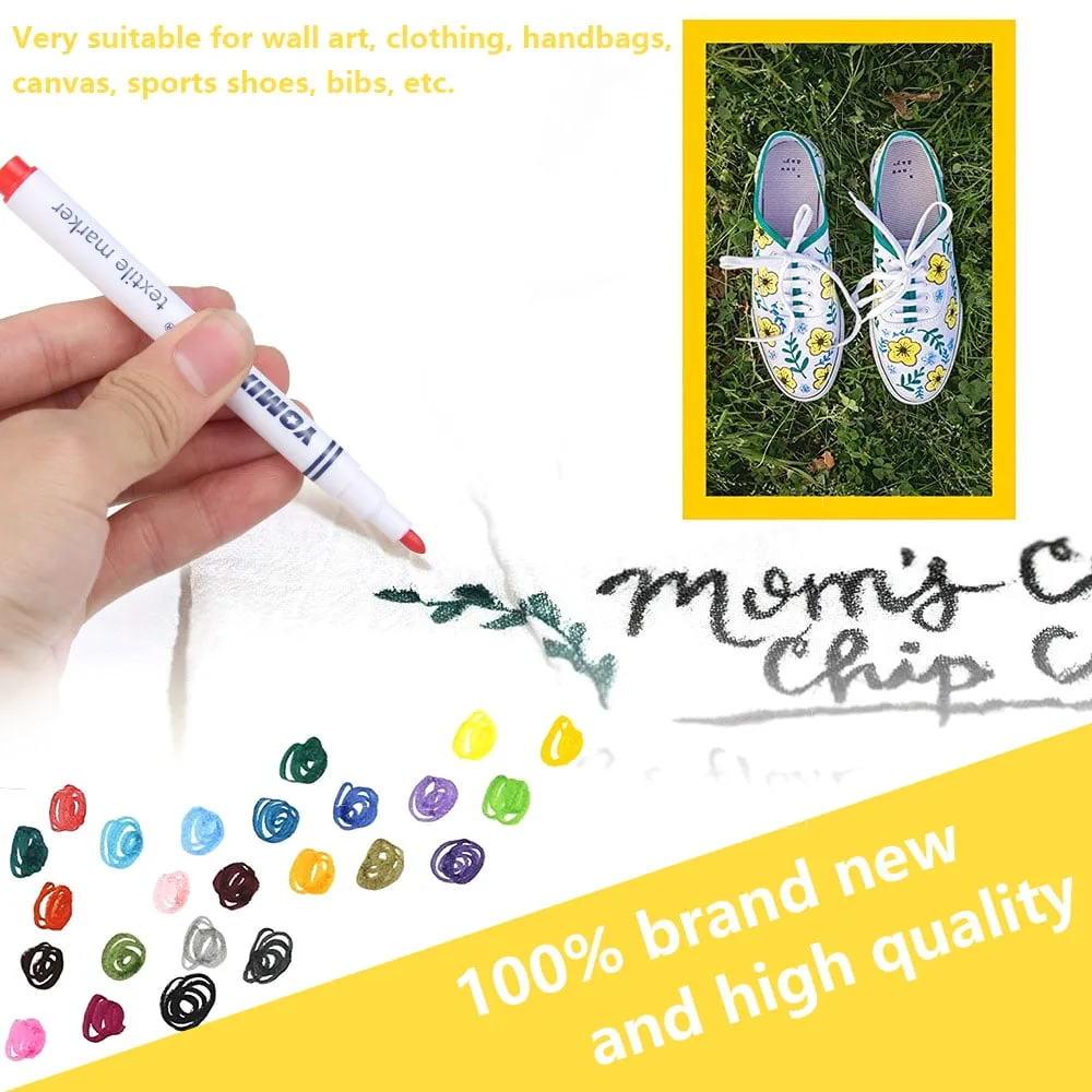 Yomixmax Waterproof Textile Marker & Colouring Pen 8 Colors DM-350