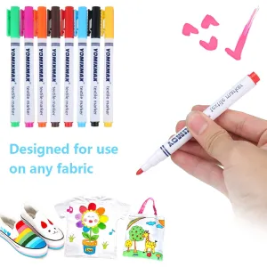 Yomixmax Waterproof Textile Marker & Colouring Pen 8 Colors DM-350