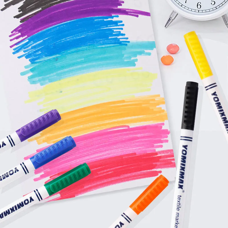 Yomixmax Waterproof Textile Marker & Colouring Pen 8 Colors DM-350