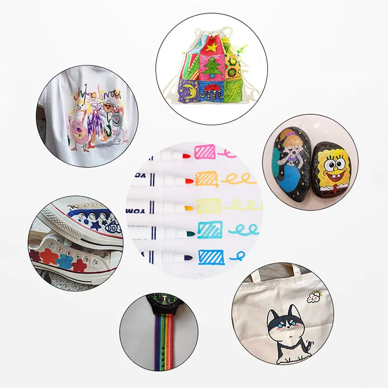 Yomixmax Waterproof Textile Marker & Colouring Pen 8 Colors DM-350
