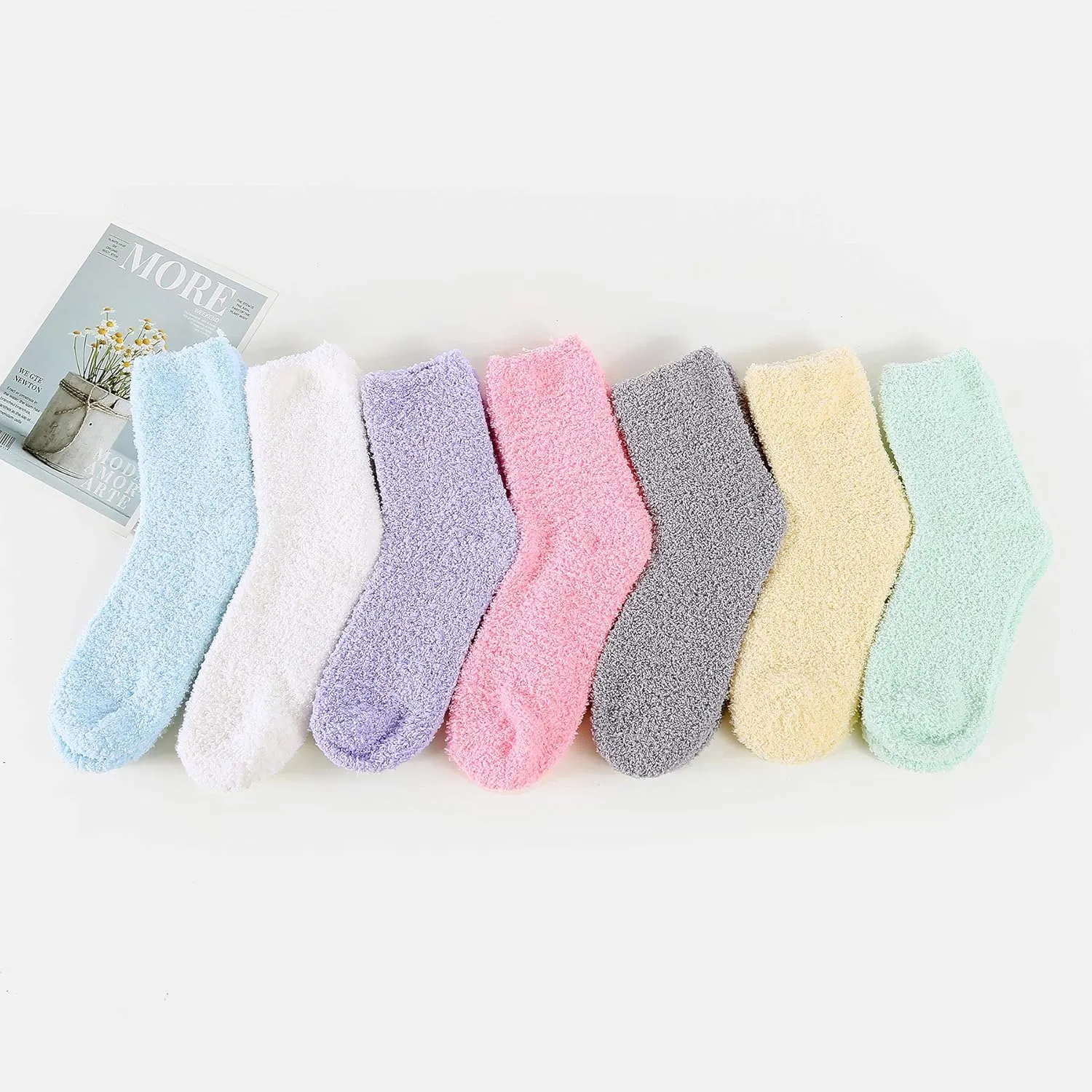 Zando Women Warm Super Soft Winter Fluffy Microfiber Crew Socks Plush Slipper Sock Casual Home Sleeping Fuzzy Cozy Sock
