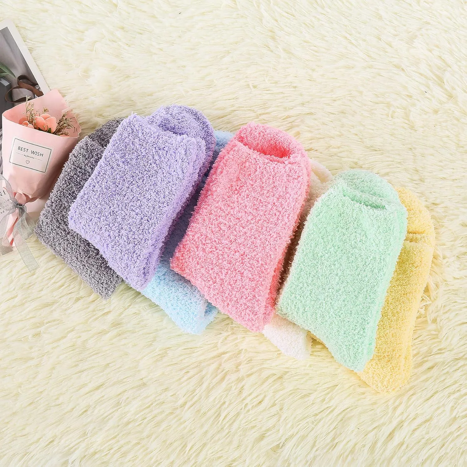 Zando Women Warm Super Soft Winter Fluffy Microfiber Crew Socks Plush Slipper Sock Casual Home Sleeping Fuzzy Cozy Sock