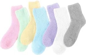 Zando Women Warm Super Soft Winter Fluffy Microfiber Crew Socks Plush Slipper Sock Casual Home Sleeping Fuzzy Cozy Sock
