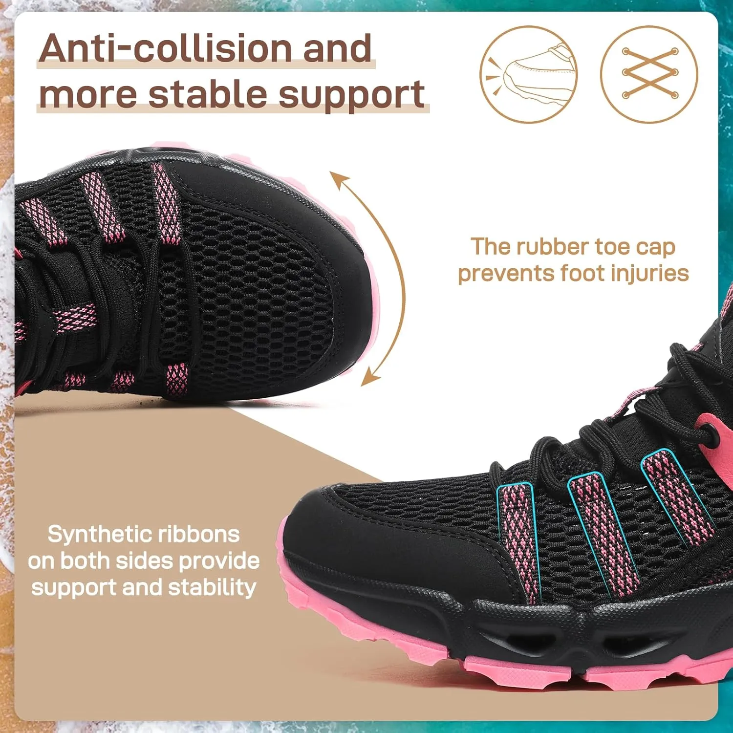 ziitop Womens Hiking Water Shoes for Women Quick Dry Outdoor Sport Sneakers Non Slip Lightweight Breathable Summer Trekking and Walking Climbing Shoe