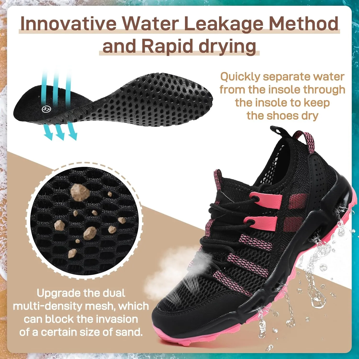 ziitop Womens Hiking Water Shoes for Women Quick Dry Outdoor Sport Sneakers Non Slip Lightweight Breathable Summer Trekking and Walking Climbing Shoe