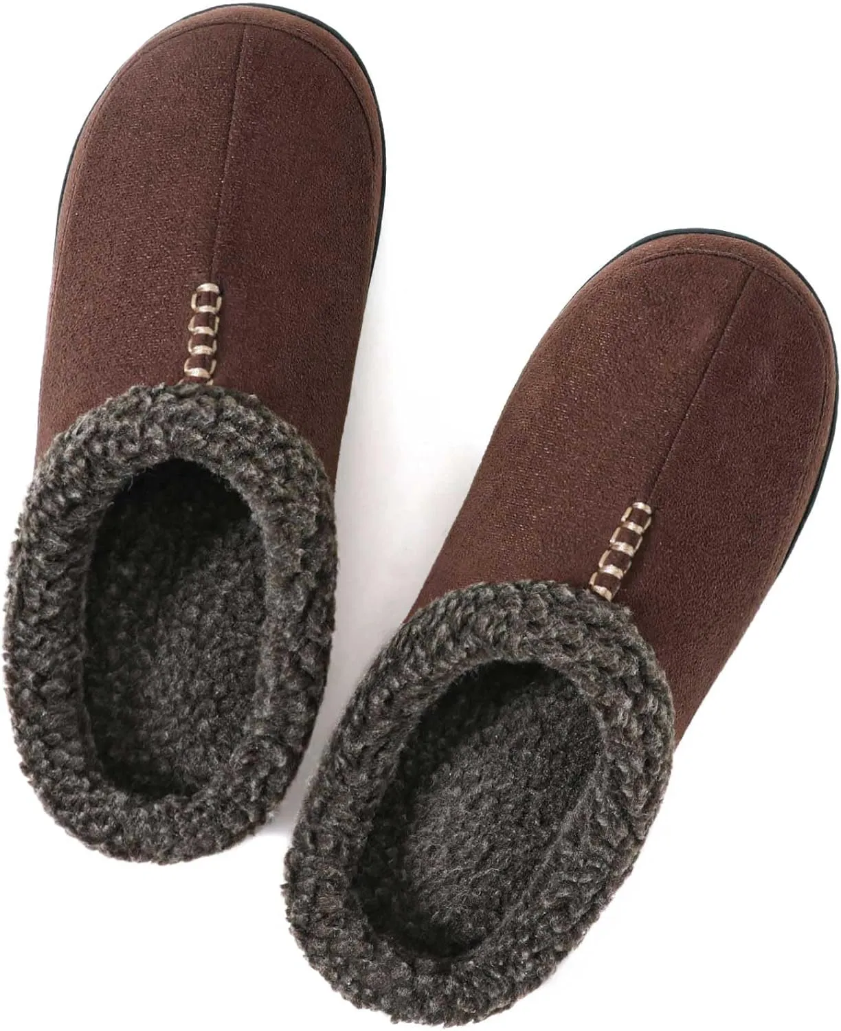 Zizor Men's Breathable Suede Fleece Lined Slippers with Memory Foam Indoor/Outdoor