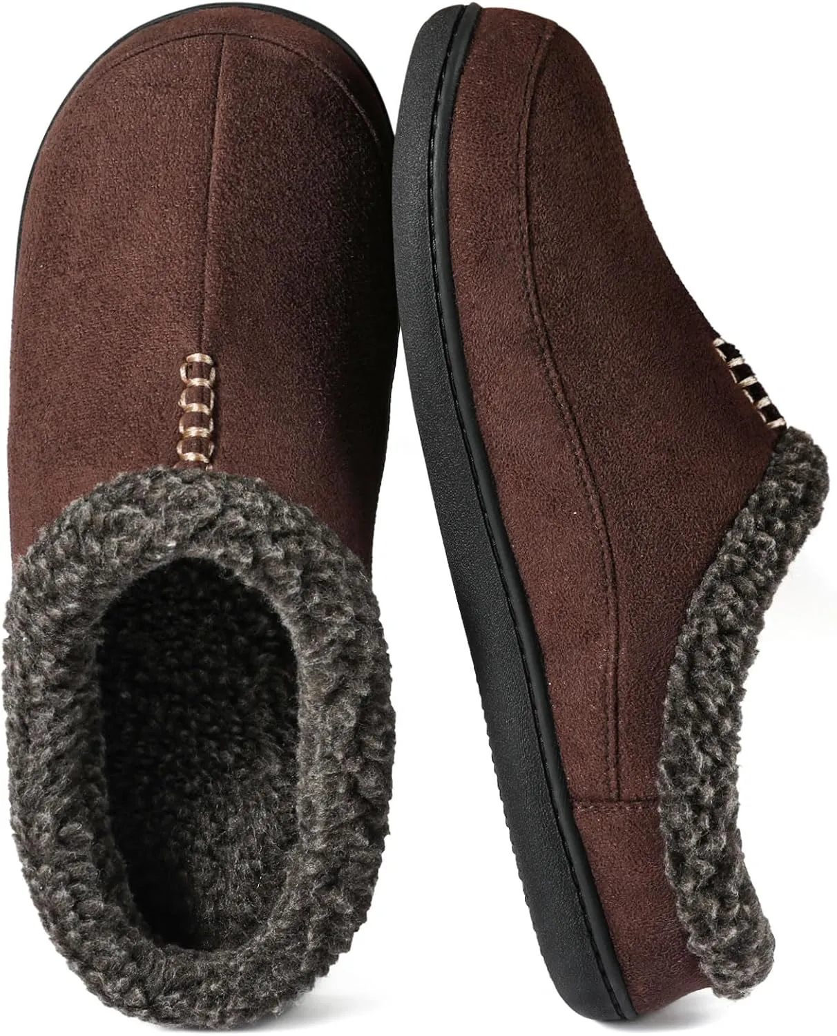 Zizor Men's Breathable Suede Fleece Lined Slippers with Memory Foam Indoor/Outdoor