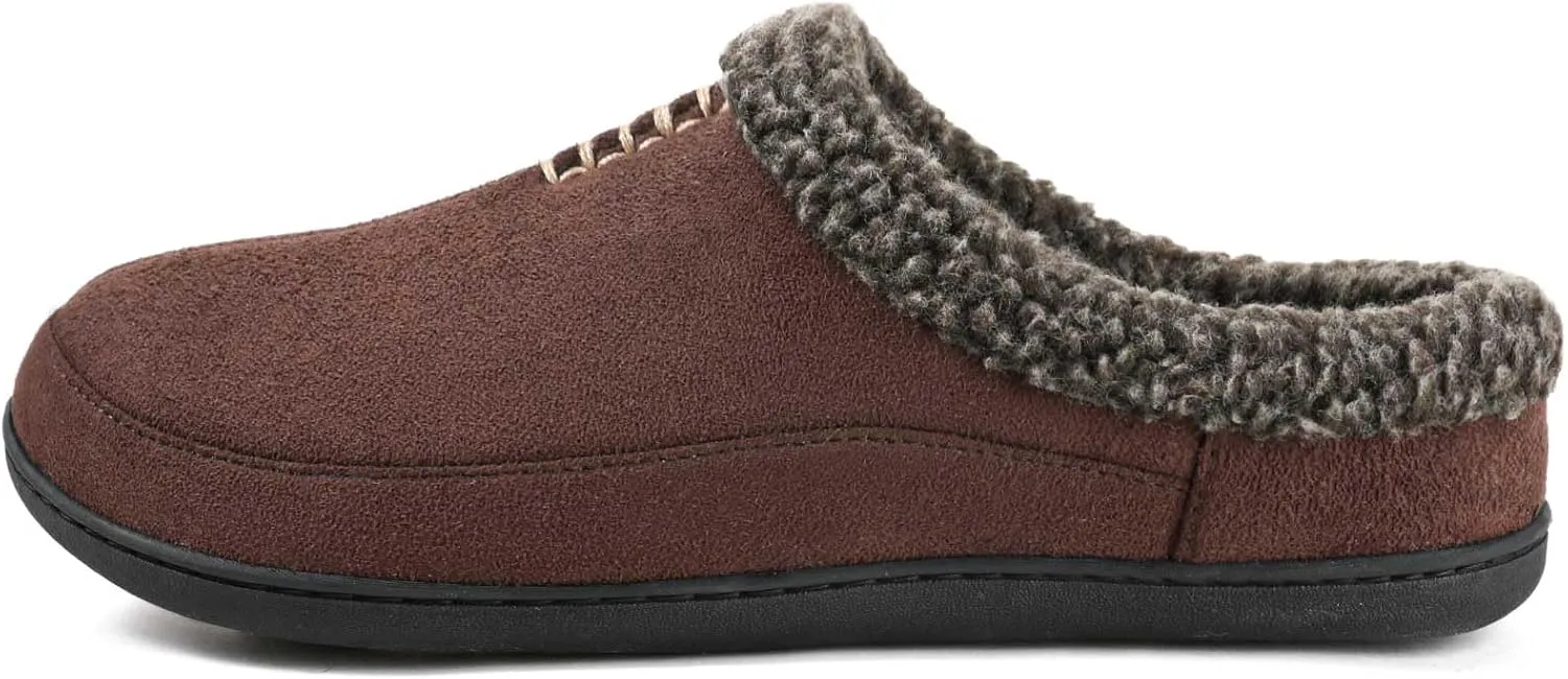 Zizor Men's Breathable Suede Fleece Lined Slippers with Memory Foam Indoor/Outdoor