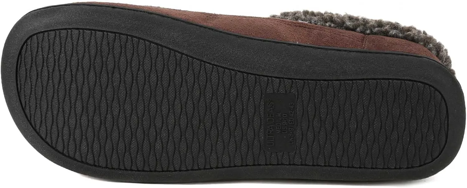 Zizor Men's Breathable Suede Fleece Lined Slippers with Memory Foam Indoor/Outdoor