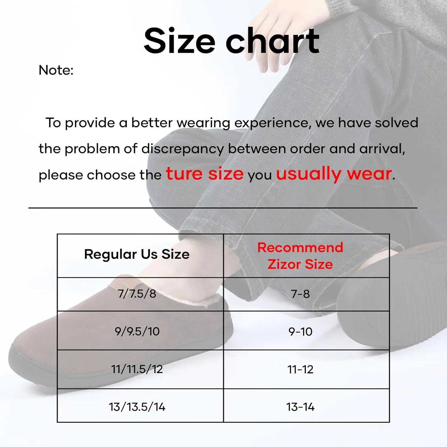 Zizor Men's Breathable Suede Fleece Lined Slippers with Memory Foam Indoor/Outdoor