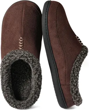 Zizor Men's Breathable Suede Fleece Lined Slippers with Memory Foam Indoor/Outdoor