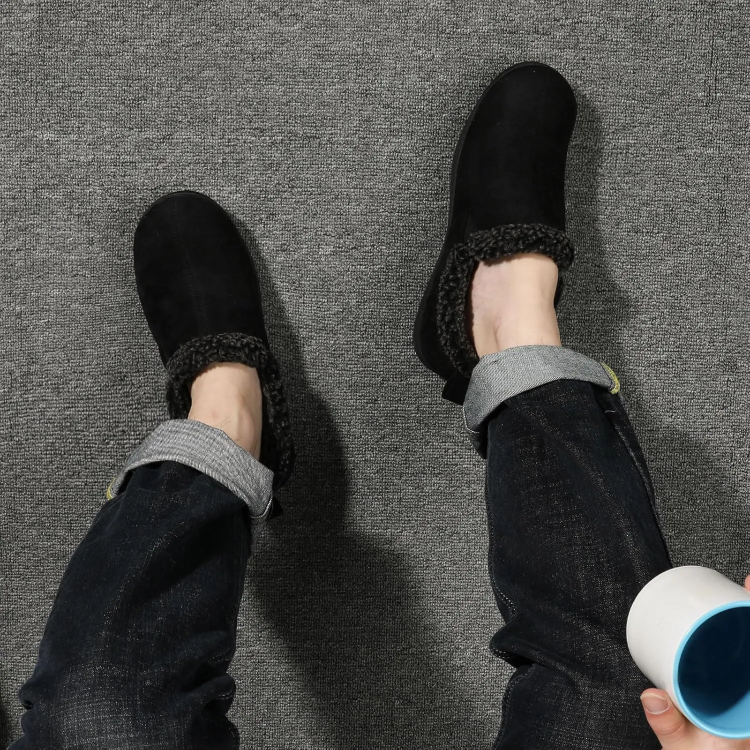 Zizor Men’s Zermatt Plush Suede House Slippers Memory Foam