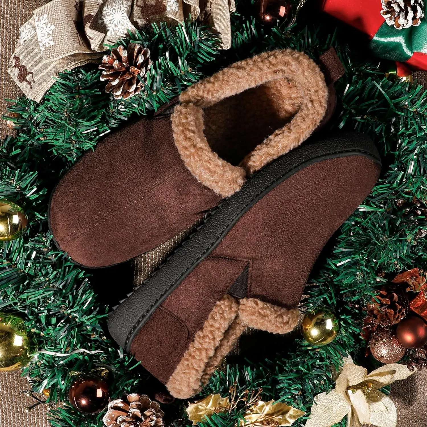 Zizor Men’s Zermatt Plush Suede House Slippers Memory Foam