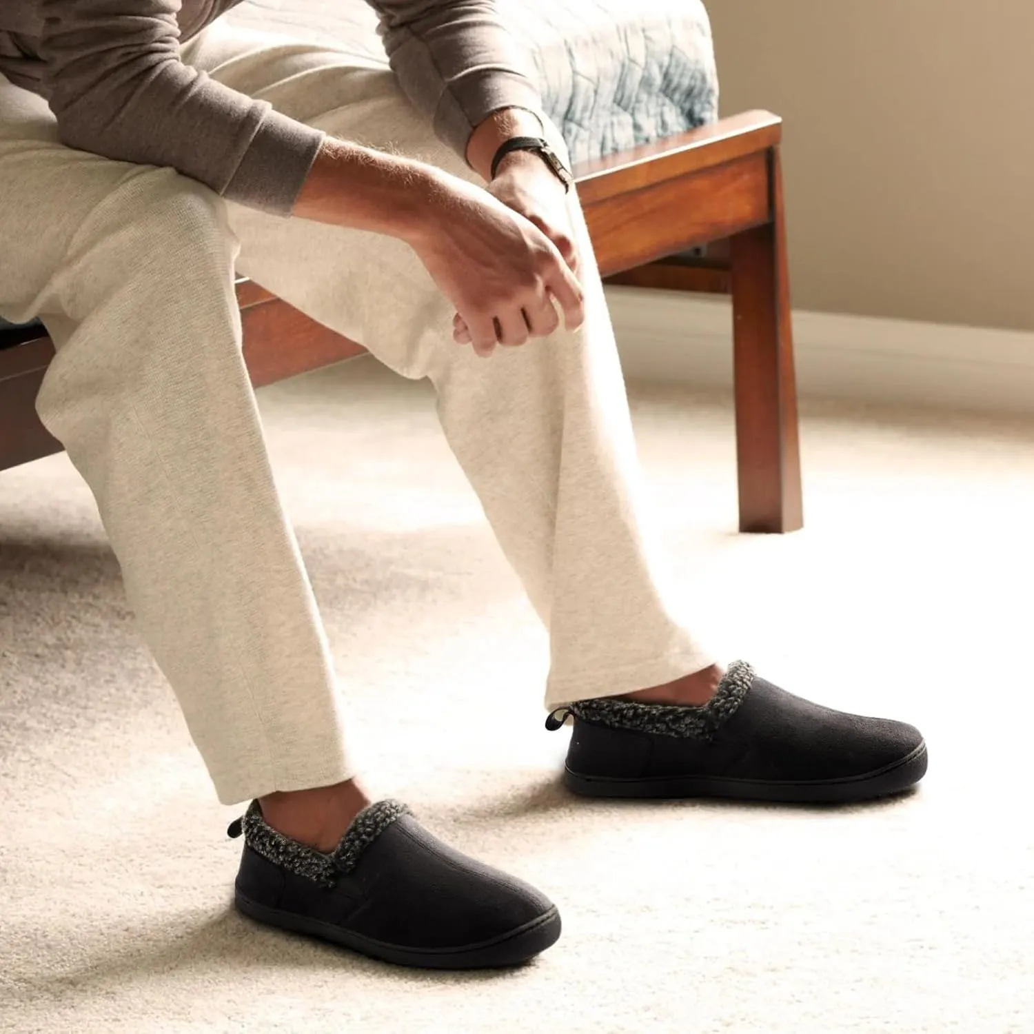 Zizor Men’s Zermatt Plush Suede House Slippers Memory Foam