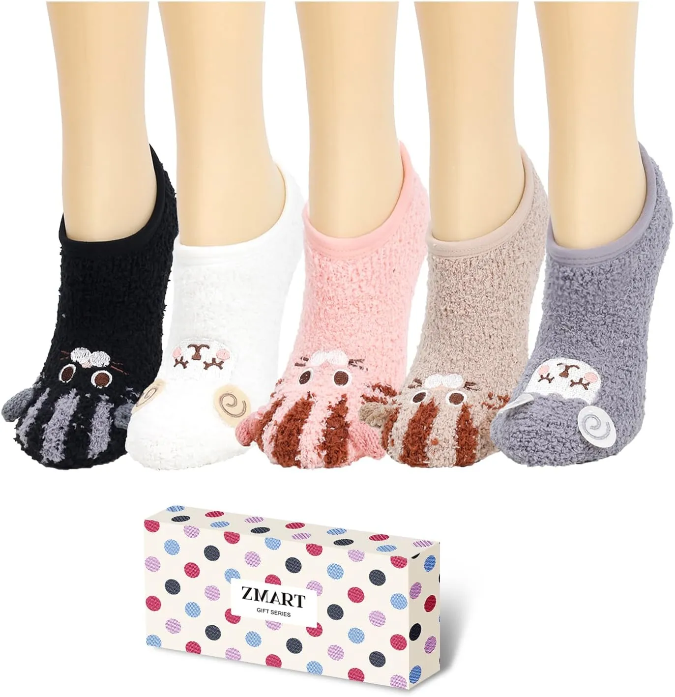 Zmart Fuzzy Anti-Slip Socks for Women Girls Non Slip Slipper Socks with Grippers